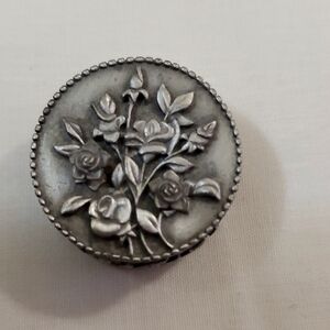 Pewter Miniature Jewelry Box with Necklace and Earrings.